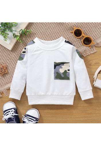 100% Cotton Baby Boy Camouflage Spliced Long-sleeve Pullover Sweatshirt