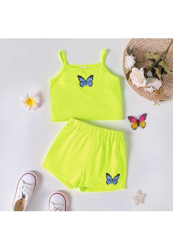 2pcs Toddler Girl Butterfly Print Camisole and Elasticized Shorts Set