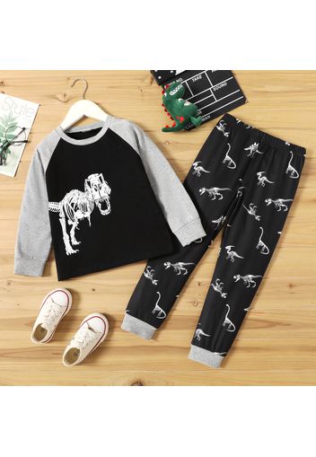 2-piece Toddler Boy Dinosaur Print Long-sleeve Tee and Pants Set