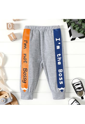 Baby Boy Letter Print Colorblock Joggers Pants