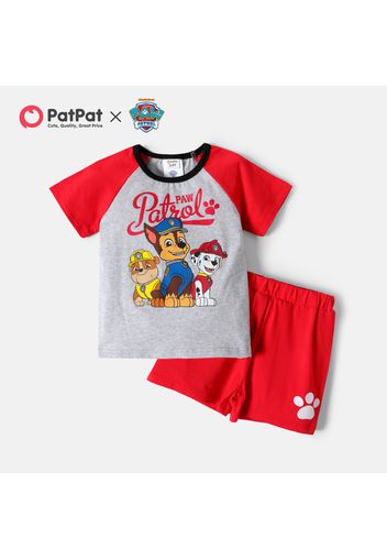 PAW Patrol 2-piece Toddler Boy Letter Print Raglan Sleeve Cotton Tee and Paw Print Shorts Set