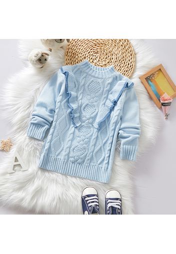 Toddler Girl Ruffled Cable Knit Sweater