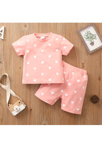 2pcs Baby Boy/Girl Stars/Dots Print Short-sleeve Tee and Shorts Set