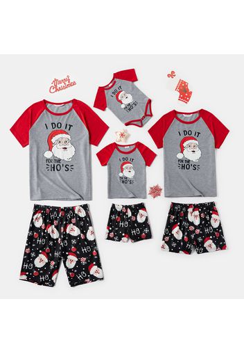 Christmas Santa and Letter Print Family Matching Short-sleeve Pajamas Sets (Flame Resistant)