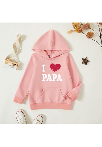 Toddler Graphics Heart-shaped and Letter Print Long-sleeve Hooded Pullover