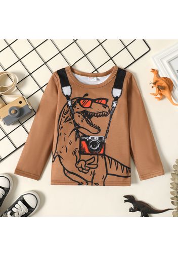 Toddler Boy Animal Dinosaur Camera Print Long-sleeve Tee