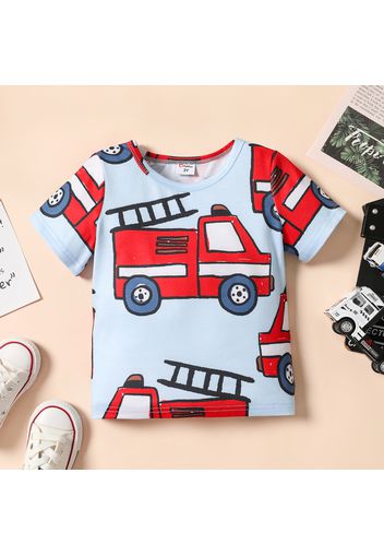 Toddler Boy Vehicle Print Colorblock Short-sleeve Tee