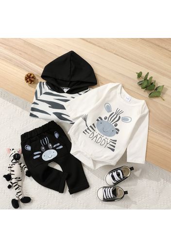 3pcs Baby Cartoon Animal Print Cotton Long-sleeve Set