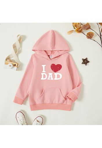 Toddler Graphic Heart-shaped and Letter Print Long-sleeve Hooded Pullover