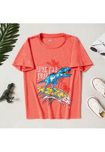 Fashionable Kid Boy Short-sleeve Dinosaur Letter Print T-shirt