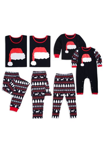 Santa Hat Pattern Family Matching Pajamas Sets (Flame Resistant)