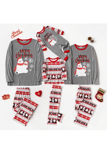 Christmas Polar Bear and Snowflake Print Family Matching Long-sleeve Pajamas Sets (Flame Resistant)