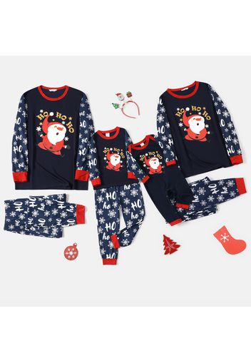 Christmas Santa and Snowflake Print Long-sleeve Family Matching Pajamas Set (Flame Resistant)