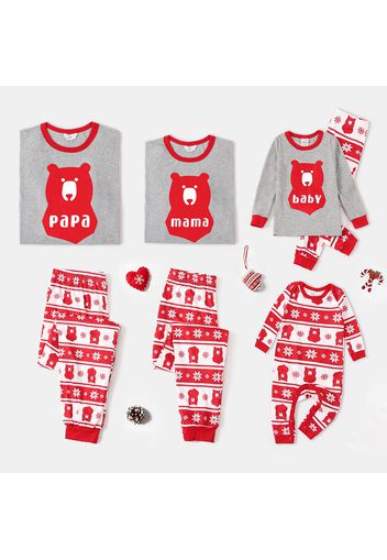 Christmas Bear and Letter Print Family Matching Long-sleeve Pajamas Sets