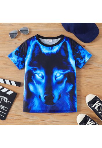 Kid Boy Casual Animal Wolf Print Short-sleeve Tee