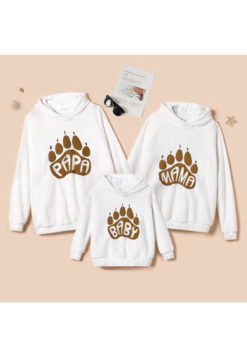 Family Matching Bear Claw and Letter Print Fleece Long-sleeve Hoodies