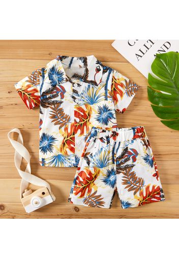 2pcs Leaf Coconut Tree Print Baby Sets