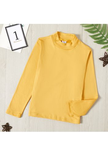 Kid Girl Mock Neck Solid Thermal Long-sleeve Basic Layering Tee