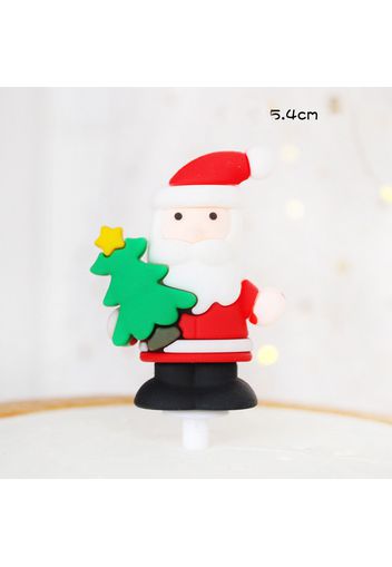 Merry Christmas Cake Topper Cupcake Toppers Muffin Santa Claus Christmas Tree Snowman Cute Fruit Cake Picks Xmas Supplies