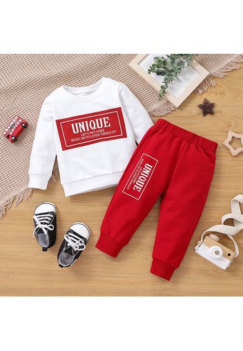 100% Cotton 2pcs Baby Boy/Girl Long-sleeve Letter Print Sweatshirt and Sweatpants Set