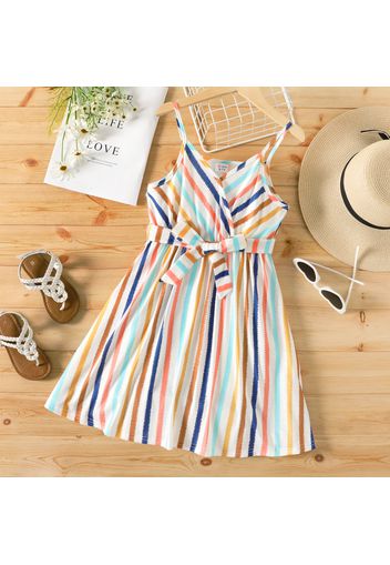 Kid Girl Colorblock Stripe Belted Cami Dress