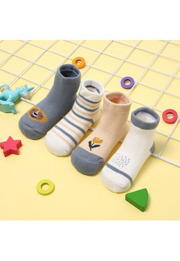 4-pack Baby / Toddler Cartoon Embroidery Warm Thick Terry Socks