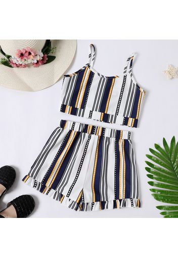 2-piece Kid Girl Boho Stripe Camisole and Elasticized Shorts Set