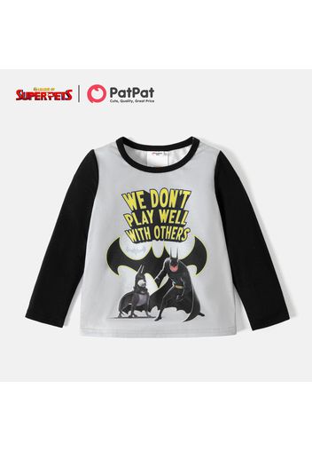 Super Pets Toddler Girl/Boy Letter Print Colorblock Long-sleeve Tee