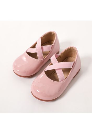 Toddler / Kid Crisscross Elastic Strap Pink Flats Mary Jane Shoes