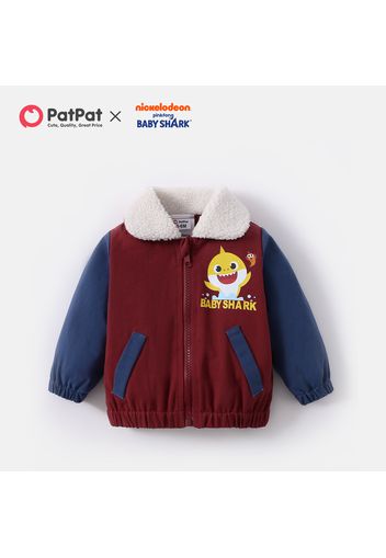 Baby Shark Baby Boy Cotton Colorblock Velvet Collar Coat