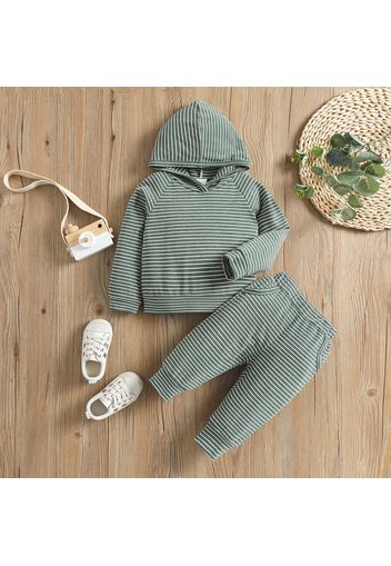 2pcs Baby Boy/Girl Striped Long-sleeve Hoodie and Pants Set