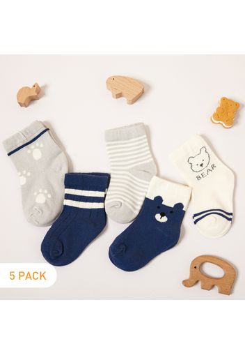 5-pairs Baby / Toddler / Kid Cute Bear Striped Pattern Socks