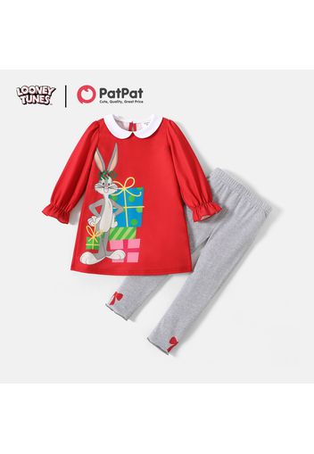 Looney Tunes 2-piece Toddler Girl Flounce Top and Solid Pants Set