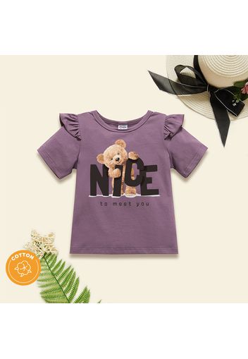 Toddler Graphic Flutter-sleeve Lavender Purple Short-sleeve Tee