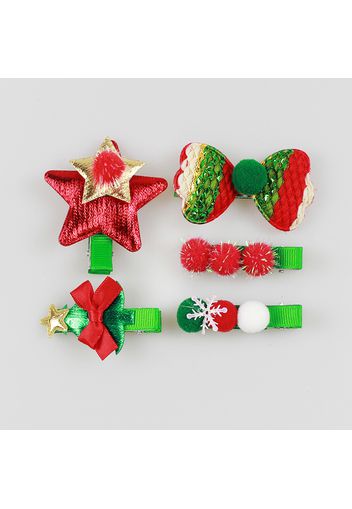 5-pack Women Christmas Hair Clip Christmas Snowman Decor Hair Clip Hair Accessories for Christmas Party Supplies