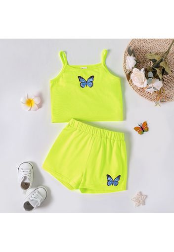 2pcs Baby Girl Butterfly Print Cami Top and Shorts Set