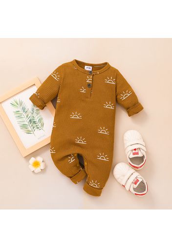 Baby Boy/Girl All Over Sun Print Ribbed Long-sleeve Jumpsuit