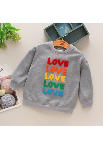 Toddler Girl/Boy 100% Cotton Letter Embroidered Casual Pullover Sweatshirt