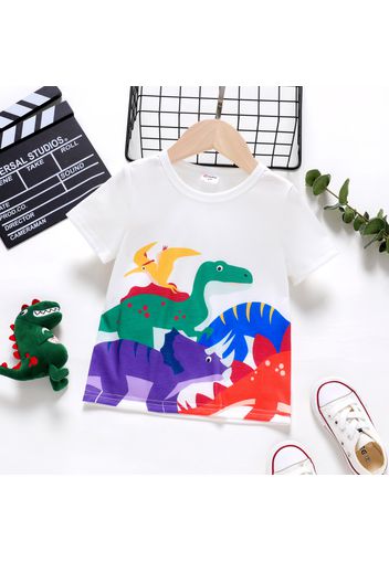 Toddler Boy Animal Dinosaur Print Short-sleeve White Tee