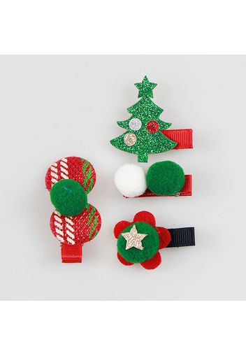 4-pack Women Christmas Hair Clip Christmas Tree Christmas Hat Decor Hair Clip Hair Accessories for Christmas Party Supplies