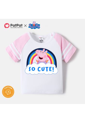 Peppa Pig Toddler Boy/Girl Colorblock Rainbow and Letter Print Cotton Tee