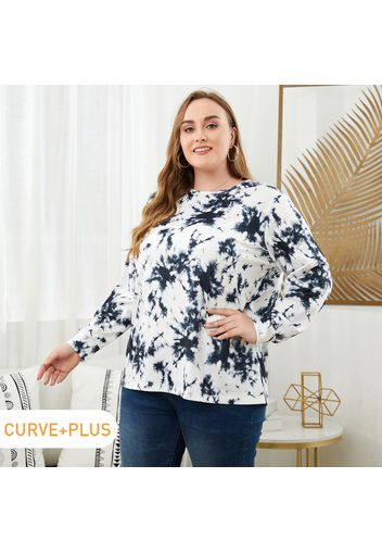 Women Plus Size Casual Tie Dye Long-sleeve Tee