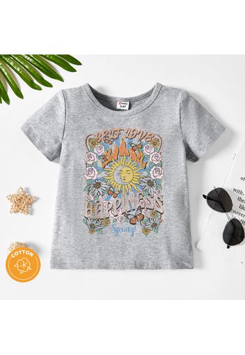 Toddler Girl Floral Sun Print Light gray Short-sleeve Tee