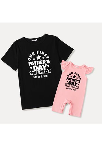 Father's Day 100% Cotton Short-sleeve Letter Print Short-sleeve T-shirts for Dad and Me