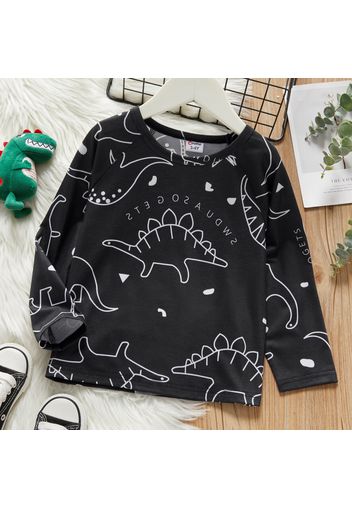 Toddler Boy Dinosaur Letter Print/Stripe Long-sleeve Tee