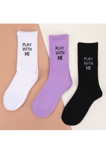 3-pack Women Multicolor Letter Print Tube Socks