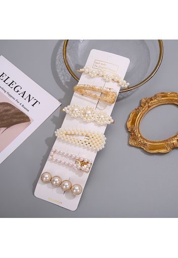 6Pcs/Set Metal Pearl Hairclips Decoration Women Hairpins Hair Barrettes Floral Girls Headwear Clamps Styling Accessories (Without Paperboard)