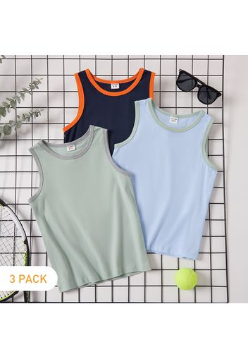 3-pack Solid Athleisure Tank Top for Toddlers and Kids