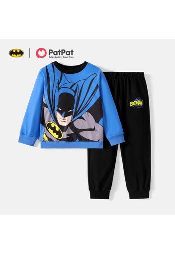 Batman 2pcs Kid Boy Character Print Pullover Sweatshirt and Letter Print Black Pants Set