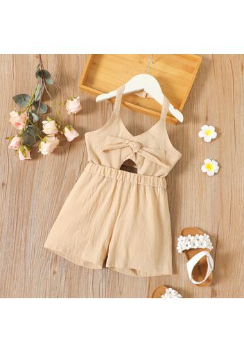 Toddler Girl 100% Cotton Solid Color Back Bottom Bowknot Design Halter Rompers